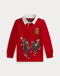 Equestrian-Print Cotton Rugby Shirt