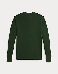 Waffle-Knit Cotton Henley Shirt