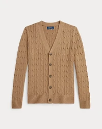 Cable-Knit Cotton V-Neck Cardigan