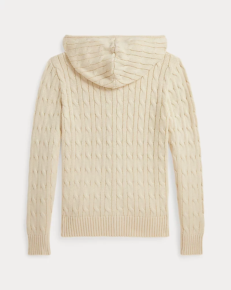 Cable Cotton Hooded Full-Zip Sweater