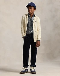 Cable Cotton Hooded Full-Zip Sweater