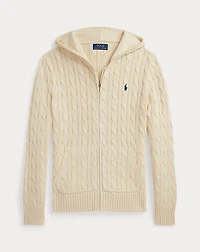 Cable Cotton Hooded Full-Zip Sweater