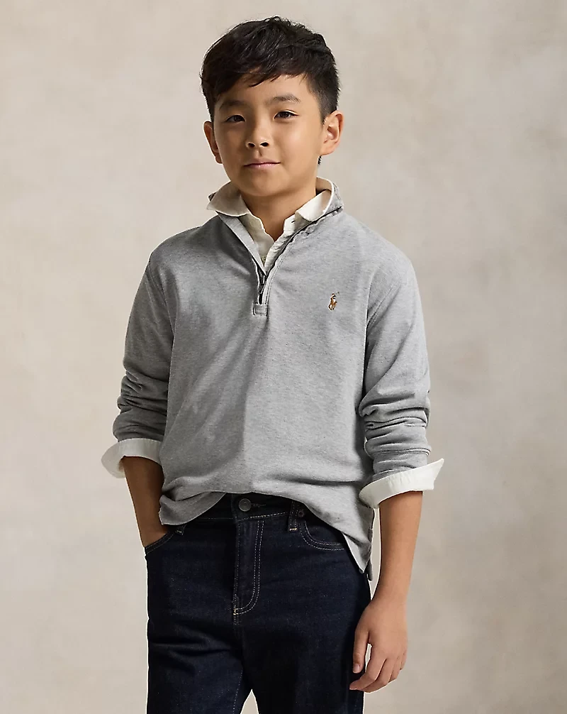 Cotton Interlock Quarter-Zip Pullover