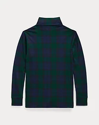 Plaid Cotton Interlock Turtleneck
