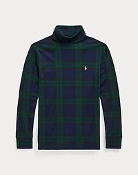 Plaid Cotton Interlock Turtleneck