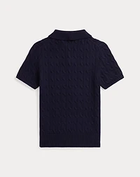 Cable-Knit Cotton Polo Sweater