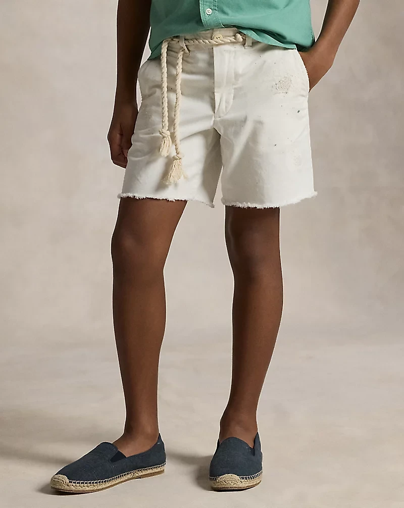 Distressed Cotton Chino Short