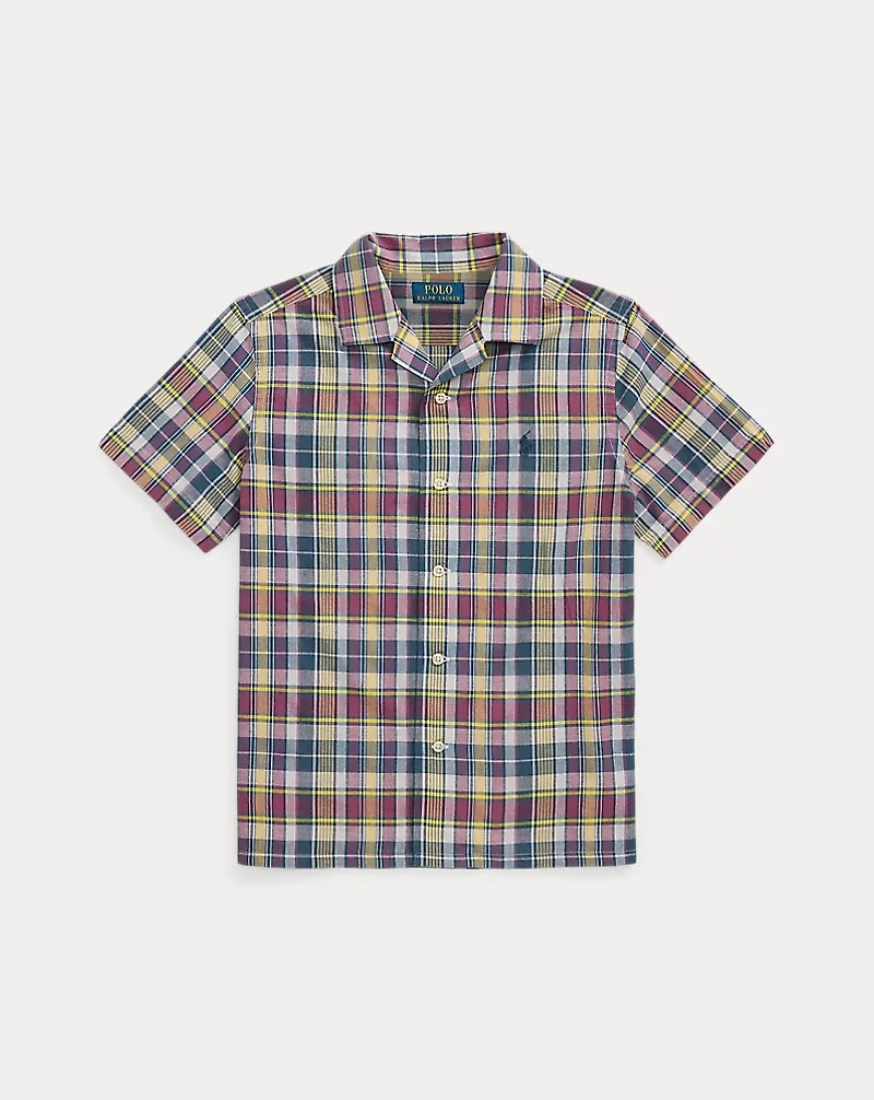 Plaid Cotton Camp Shirt