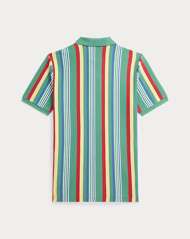 Striped Cotton Mesh Polo Shirt
