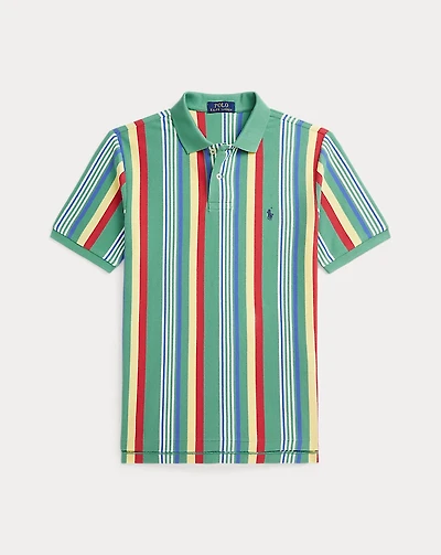 Striped Cotton Mesh Polo Shirt