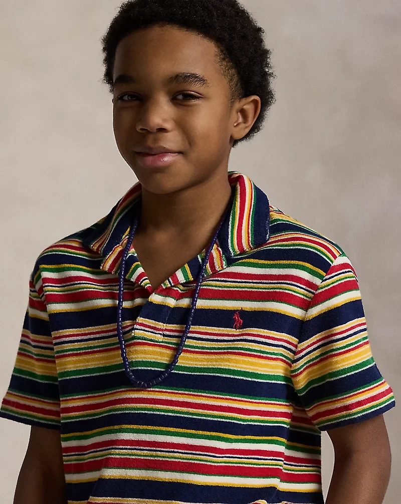 Striped Cotton Terry Polo Shirt