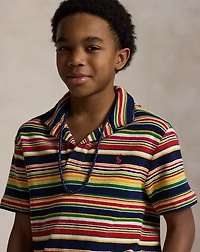 Striped Cotton Terry Polo Shirt