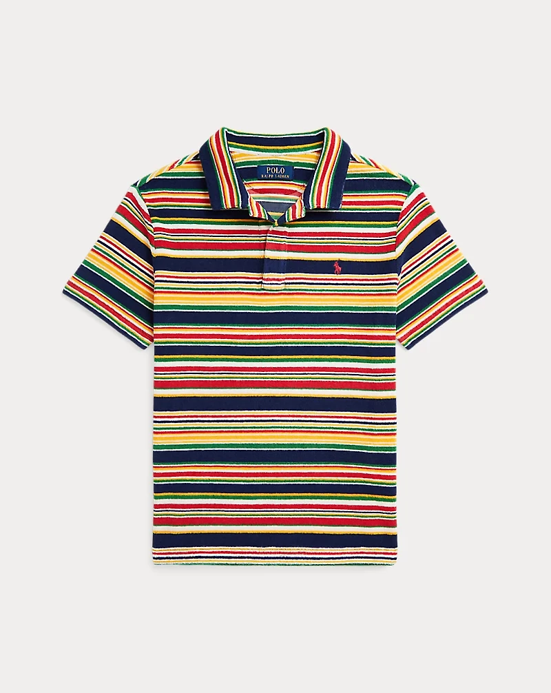 Striped Cotton Terry Polo Shirt
