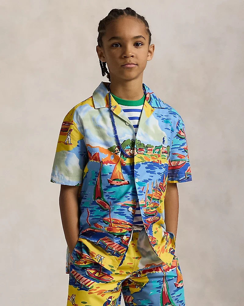 Riviera-Print Cotton Camp Shirt