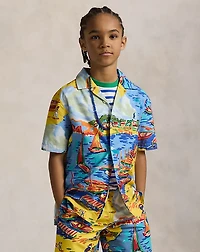 Riviera-Print Cotton Camp Shirt