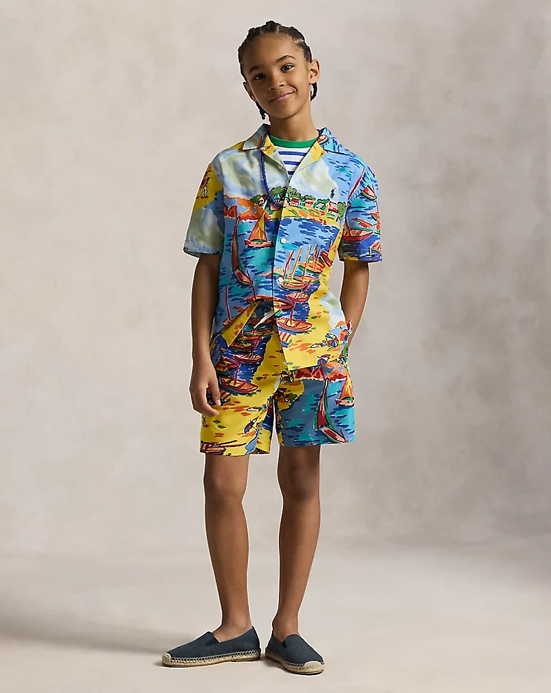 Riviera-Print Cotton Camp Shirt