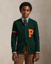 Cotton V-Neck Letter Cardigan