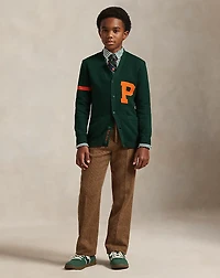 Cotton V-Neck Letter Cardigan