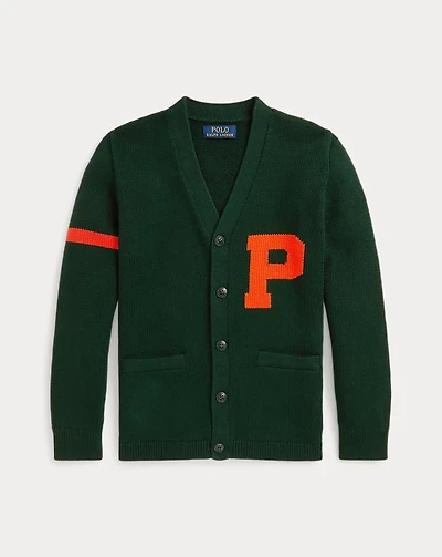 Cotton V-Neck Letter Cardigan