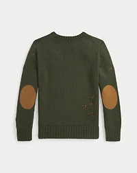 Pheasant-Embroidered Cotton-Wool Sweater