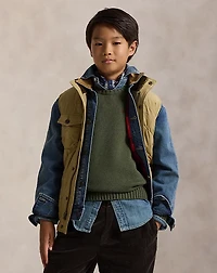 Corduroy-Trim Quilted Vest