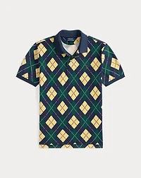 Argyle-Print Cotton Mesh Polo Shirt