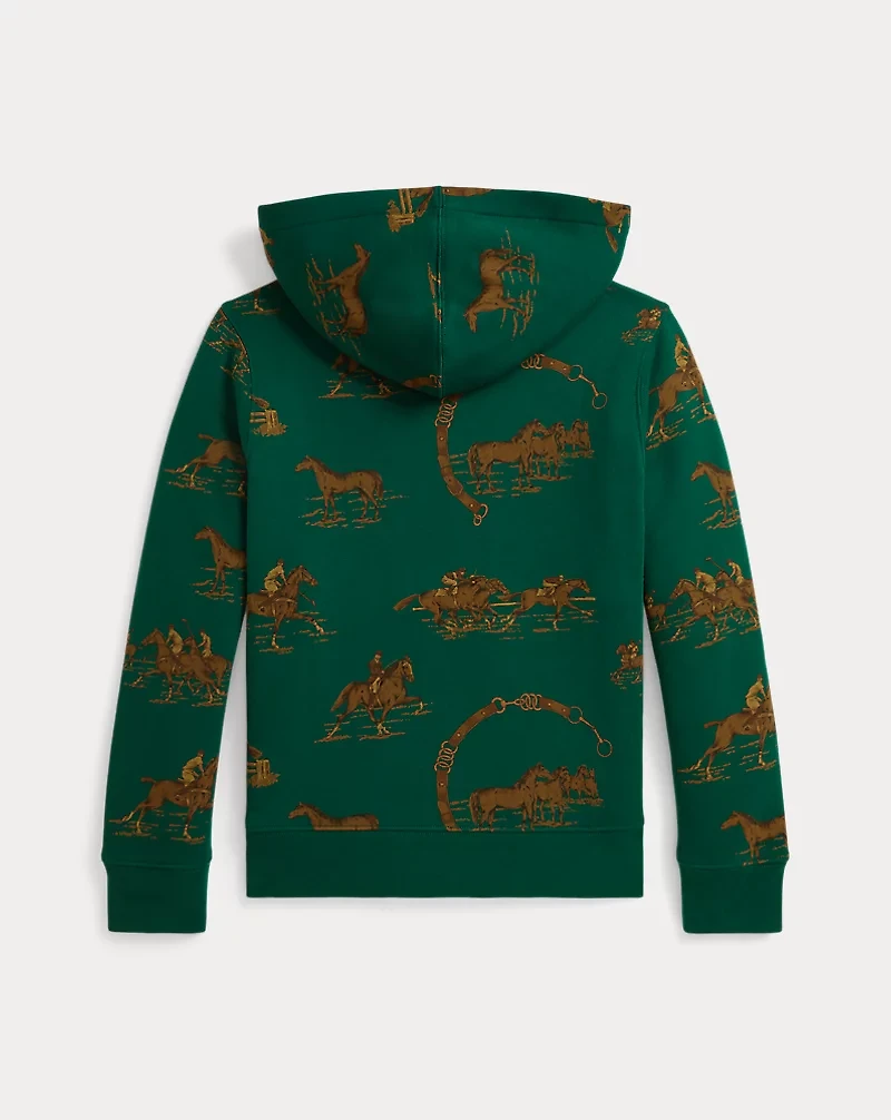 Equestrian-Print Fleece Hoodie