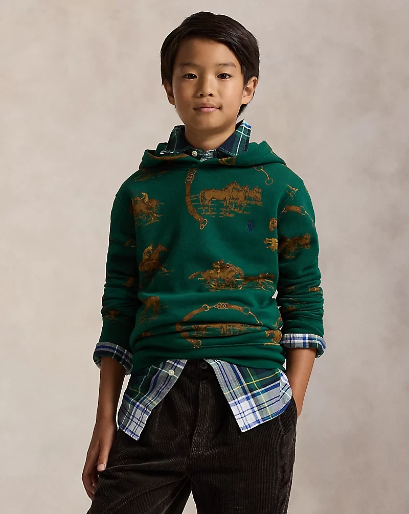 Equestrian-Print Fleece Hoodie