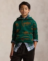 Equestrian-Print Fleece Hoodie