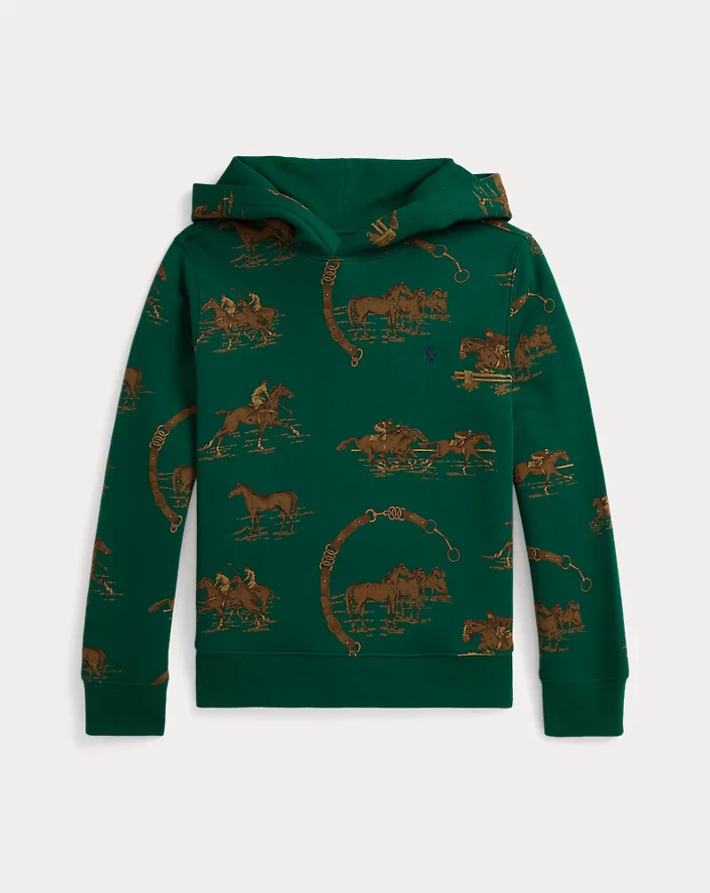 Equestrian-Print Fleece Hoodie