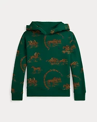 Equestrian-Print Fleece Hoodie