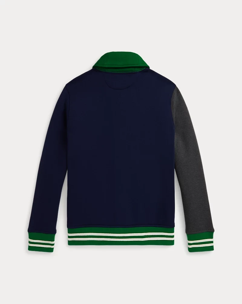 Logo Color-Blocked Fleece Cardigan