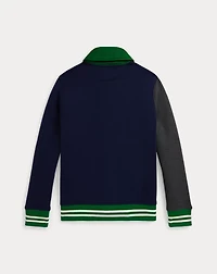 Logo Color-Blocked Fleece Cardigan
