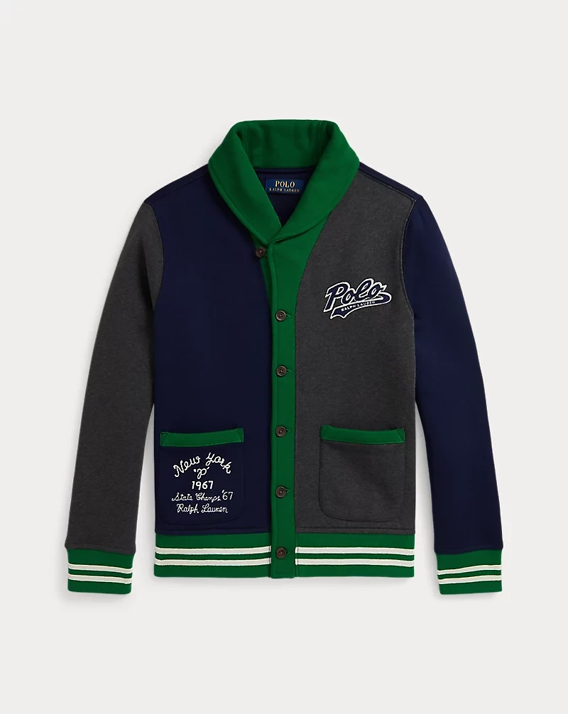 Logo Color-Blocked Fleece Cardigan