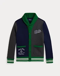 Logo Color-Blocked Fleece Cardigan