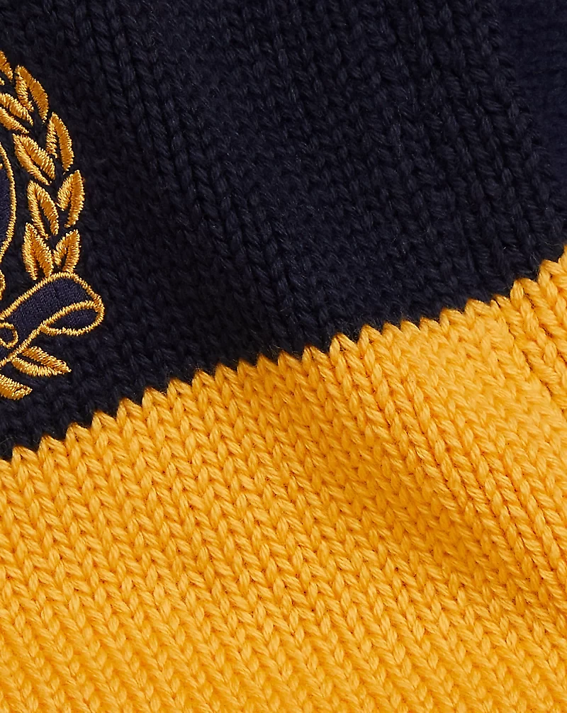 Embroidered Crest Cotton Rugby Scarf