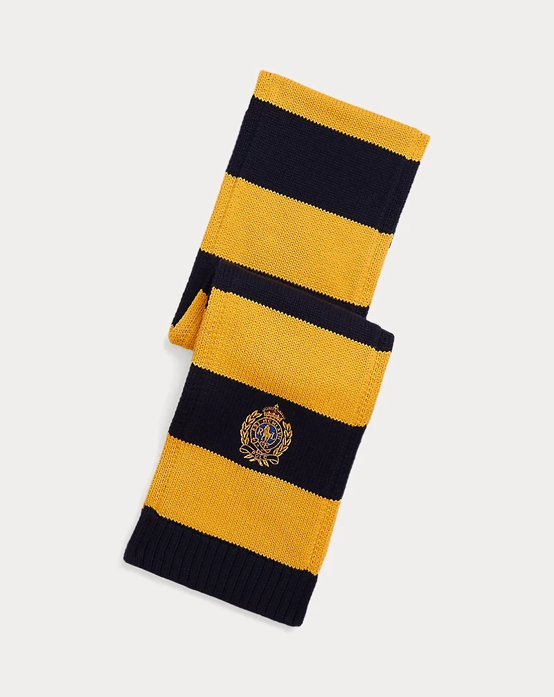 Embroidered Crest Cotton Rugby Scarf