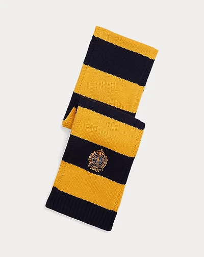 Embroidered Crest Cotton Rugby Scarf