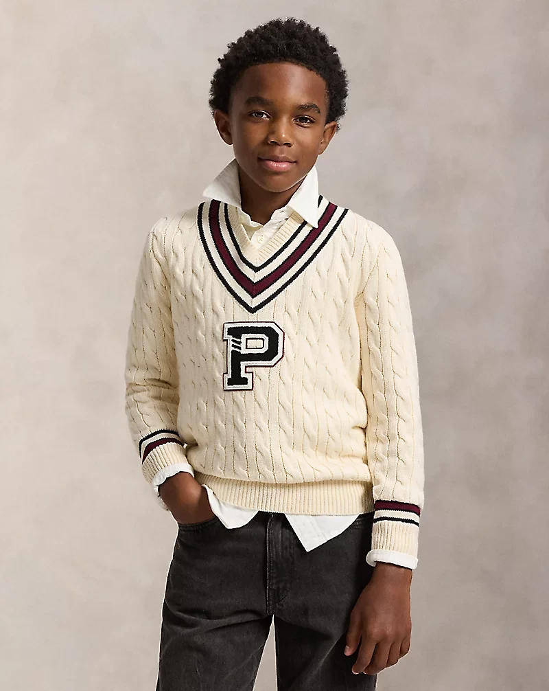 Cotton Cricket Letter Sweater