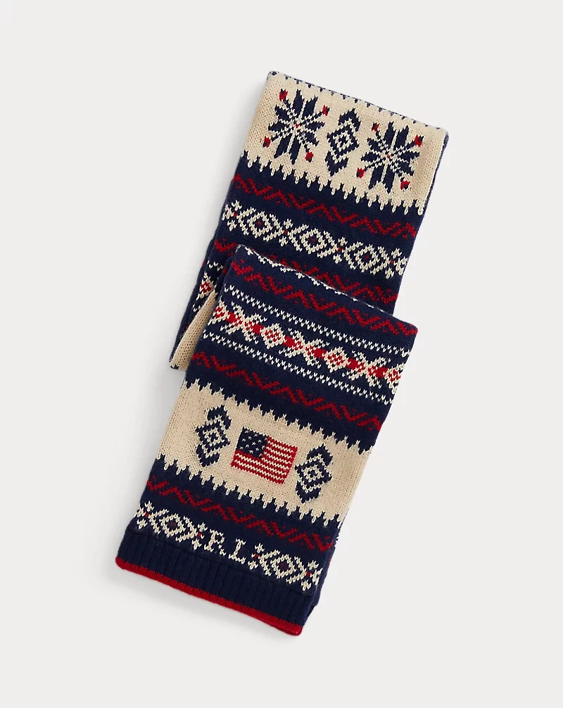 Flag Logo Wool-Cotton Scarf