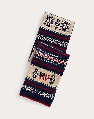 Flag Logo Wool-Cotton Scarf