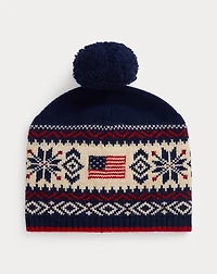 Flag Logo Wool-Cotton Pom-Pom Hat