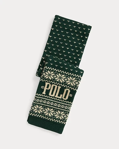 Reindeer Logo Cotton-Blend Scarf