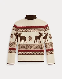 Elk-Print Teddy Fleece Pullover