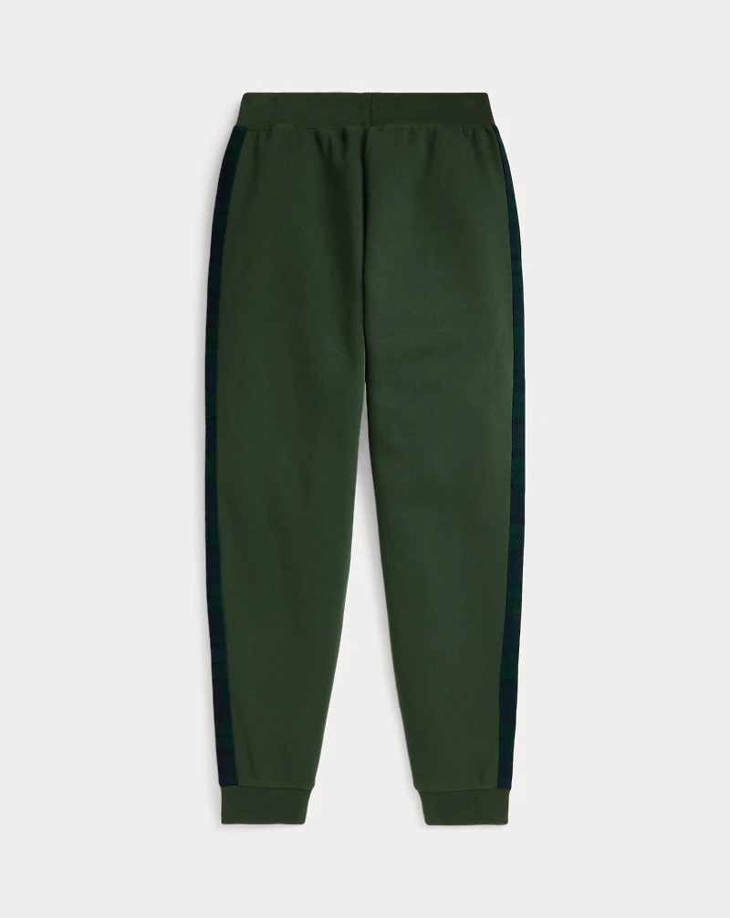 Plaid-Trim Fleece Jogger Pant