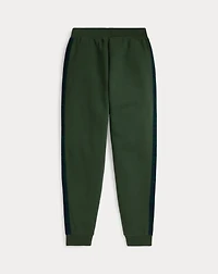 Plaid-Trim Fleece Jogger Pant