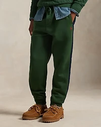Plaid-Trim Fleece Jogger Pant