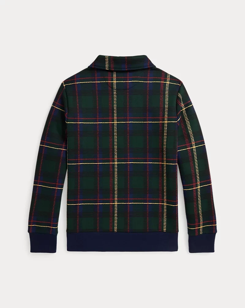 Plaid Fleece Collared Sweatshirt
