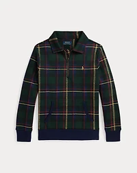 Plaid Fleece Collared Sweatshirt
