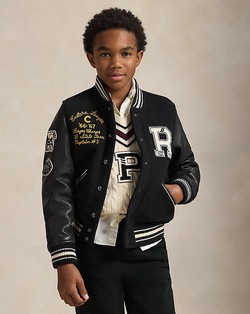 Wool-Blend Letter Jacket